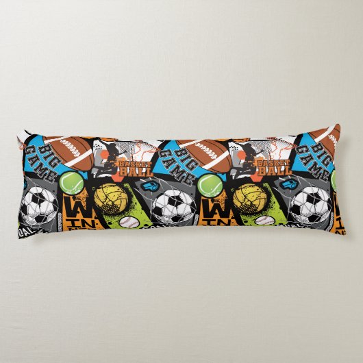 Sport Pattern With Balls Lichaamskussen (Achterkant)