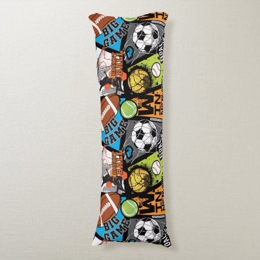 Sport Pattern With Balls Lichaamskussen (Voorkant Verticaal)