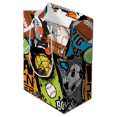 Sport Pattern With Balls Medium Cadeauzakje (Achterkant Gekanteld)