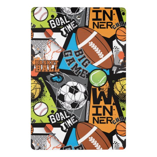 Sport Pattern With Balls Mini Klembord (Achterkant)