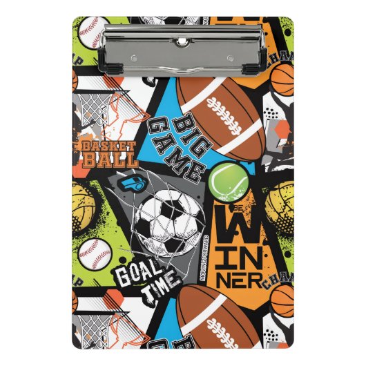 Sport Pattern With Balls Mini Klembord (Voorkant)