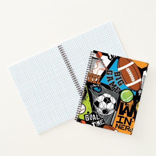 Sport Pattern With Balls Notitieboek (Binnen)