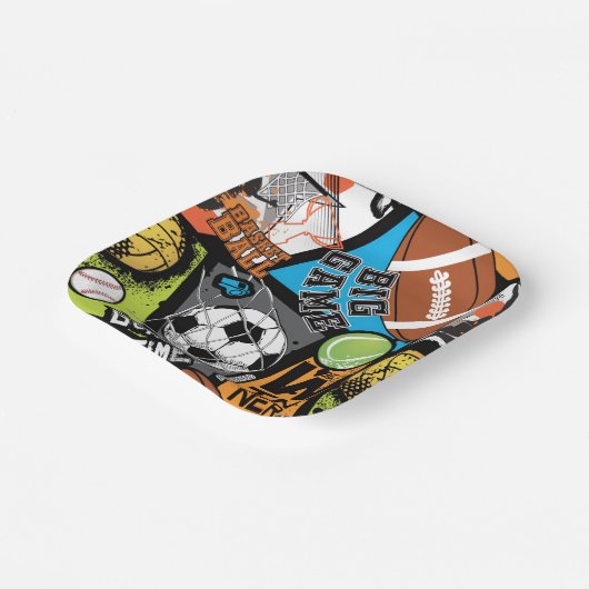 Sport Pattern With Balls Papieren Bordje (Gebogen)