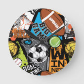 Sport Pattern With Balls Ronde Klok (Voorkant)