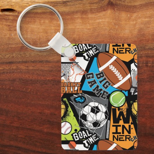 Sport Pattern With Balls Sleutelhanger (Voorkant)