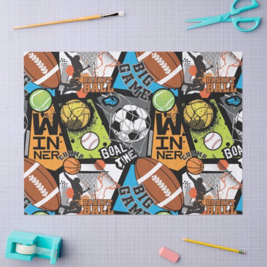 Sport Pattern With Balls Tissuepapier (Craft)