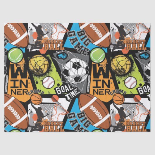 Sport Pattern With Balls Tissuepapier (Voorkant)