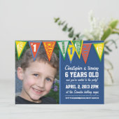 Sport Pennants Boys Birthday Uitnodiging (Staand voorkant)