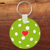 Sport Pickleball groene bal met hart Sleutelhanger (Voorkant)