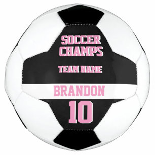 Sport Player Voetbal Champs Zwart Roze Gepersonali