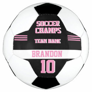 Sport Player Voetbal Champs Zwart Roze Gepersonali
