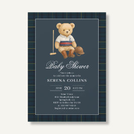 Sport Preppy Beer Blauw Baby shower Kaart