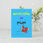 Sport Puppy Figuur Fox Buddy Schaatsen Bedankkaart (Staand voorkant)