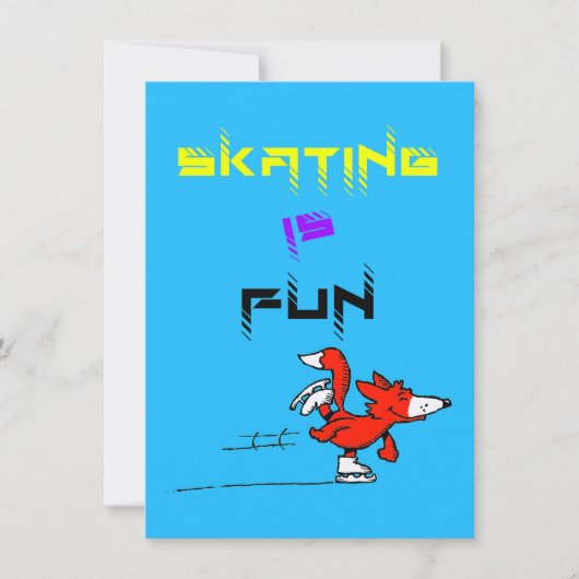 Sport Puppy Figuur Fox Buddy Schaatsen Bedankkaart (Voorkant)