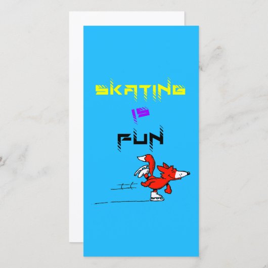 Sport Puppy Figuur Fox Buddy Schaatsen Bedankkaart (Voorkant / Achterkant)