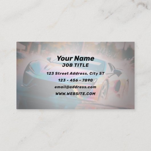 Sport race auto water splash visitekaartje (Achterkant)