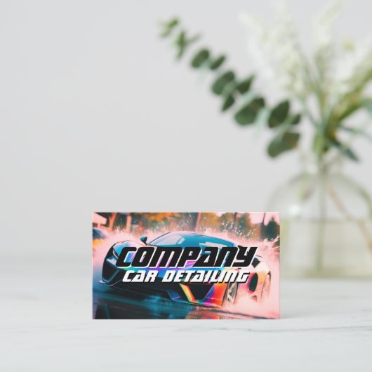 Sport race auto water splash visitekaartje (Staand voorkant)