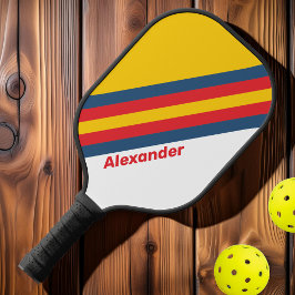 Sport Retro Berg Strepen met Naam Pickleball Paddle