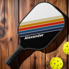 Sport Retro Ijs Regenboog Gestreept met Naam Pickleball Paddle