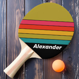 Sport Retro Middennacht Regenboog Gestreept met Na Tafeltennisbatje