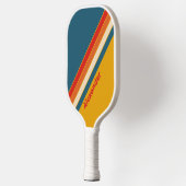Sport Retro Mosterd Gestreept met Naam Pickleball Paddle (Links)