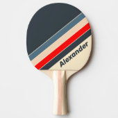 Sport Retro Nautische Regenboog Gestreept met Naam Tafeltennisbatje (Voorkant)
