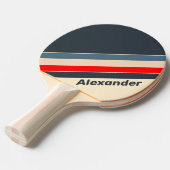 Sport Retro Nautische Regenboog Gestreept met Naam Tafeltennisbatje (Voorkant Gekanteld)