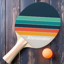 Sport Retro Oceaan Regenboog Gestreept met Naam Tafeltennisbatje