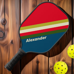 Sport Retro Rugby Gestreept met Naam Pickleball Paddle