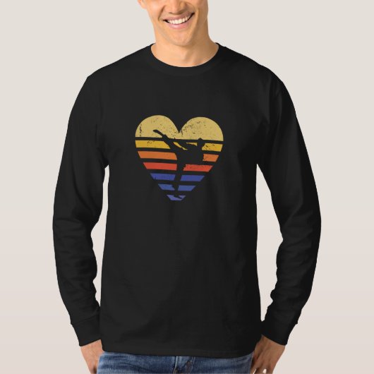 Sport Retro Sunset Heart Taekwondo T-shirt (Voorkant)