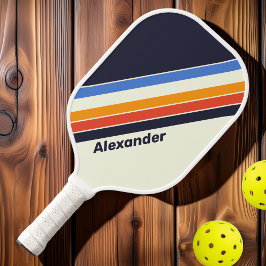 Sport Retro Vijf Strepen met Naam Pickleball Paddle