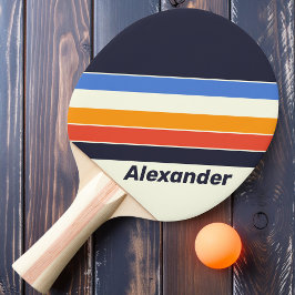 Sport Retro Vijf Strepen met Naam Tafeltennisbatje