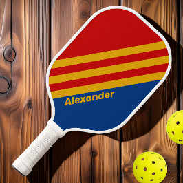 Sport Retro Warmhartige Strepen met Naam Pickleball Paddle