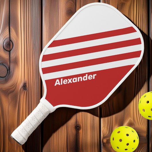  Sport Rode Strepen met Naam Pickleball Paddle
