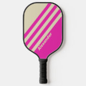  Sport Roze Strepen met Naam Pickleball Paddle (Voorkant)