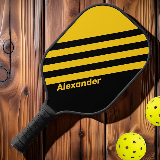 Sport Safety Bee Nostalgische Stripes met naam Pickleball Paddle