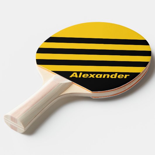 Sport Safety Bee Nostalgische Stripes met naam Tafeltennisbatje (Voorkant Gekanteld)
