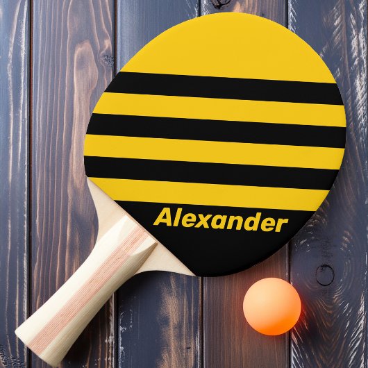 Sport Safety Bee Nostalgische Stripes met naam Tafeltennisbatje
