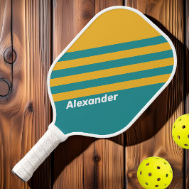 Sport Schelpen Zonsopgang Strepen met Naam Pickleball Paddle
