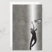 Sport Silhouette Basketbal Stationery Briefpapier (Voorkant / Achterkant)