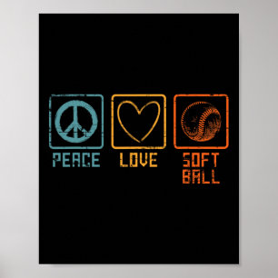 Sport Softbal Speler Hippie Vredesteken Liefde Sof Poster