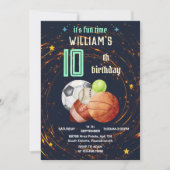 sport spel blauw kinder jongens Sport 10e Verjaard Kaart (Voorkant)