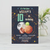 sport spel blauw kinder jongens Sport 10e Verjaard Kaart (Staand voorkant)