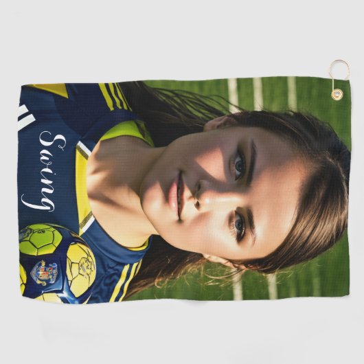 Sport Speler Meisje Swing Golf Handdoek (Horizontaal)