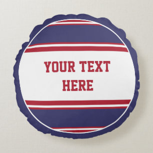 Sport Sripes Button USA / England + jouw tekst Rond Kussen