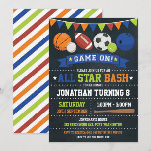 Sport: Star Birthday Baseball Basketball Kaart