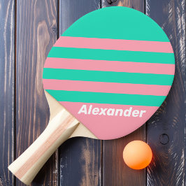 Sport Strand Bries Nostalgische Strepen met Naam Tafeltennisbatje