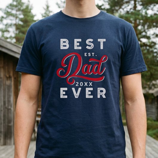 Sport Style Red & Navy Emblem Beste vader ooit T-shirt