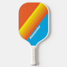 Sport Sunburst Sea Stripes with Name Pickleball Paddle