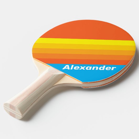 Sport Sunburst Sea Stripes with Name Tafeltennisbatje (Voorkant Gekanteld)